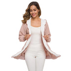 Women's Fleece Hooded Jacket – Longline Full Zip Warm Winter Coat