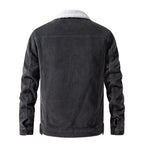 Men's Corduroy Jacket with Sherpa Lining – Long Sleeve Button Front Coat