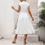 Women's Collared Flare Dress With Belt