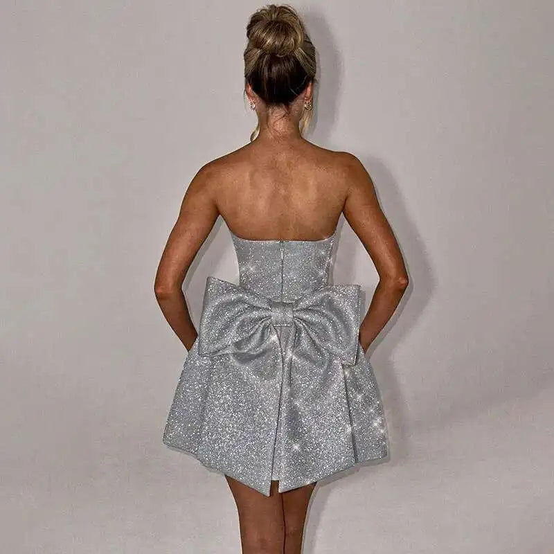 Strapless Bow Back Mini Dress Women