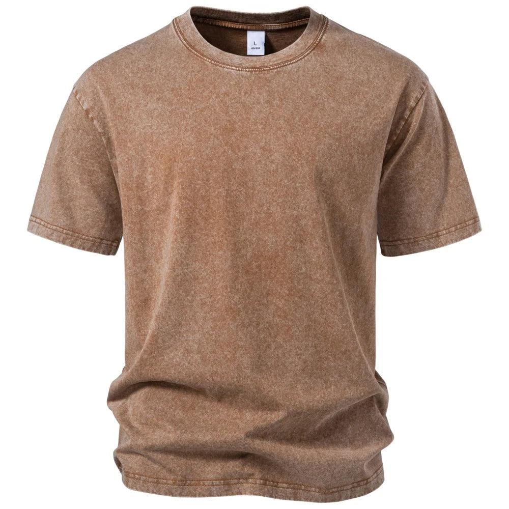 Men's Classic Crew Neck Washed Cotton Look T Shirt