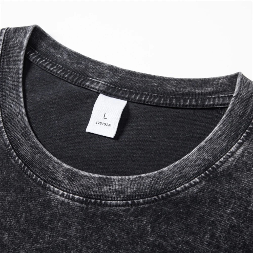 Men's Classic Crew Neck Washed Cotton Look T Shirt