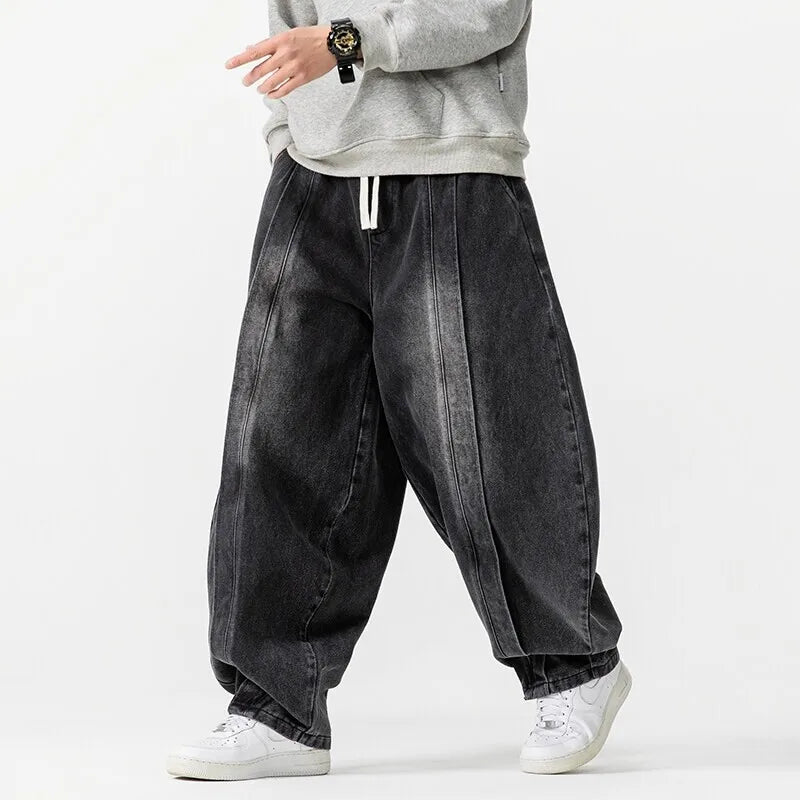 Men's Baggy Drawstring Wide Leg Jeans
