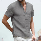 Men's Short Sleeve Henley Pullover Shirt