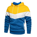 Men's Colour Block Hoodie – Long Sleeve Pullover Sweatshirt with Drawstring Hood