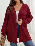 Women's Ribbed Knit Cardigan – Longline Open Front Jumper with Long Sleeves