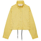 Women's Polka Dot Jacket – Cropped Hooded Zip Front Coat with Long Sleeves and Pockets