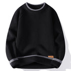 Men's Ribbed Knit Jumper with Crew Neck Long Sleeves