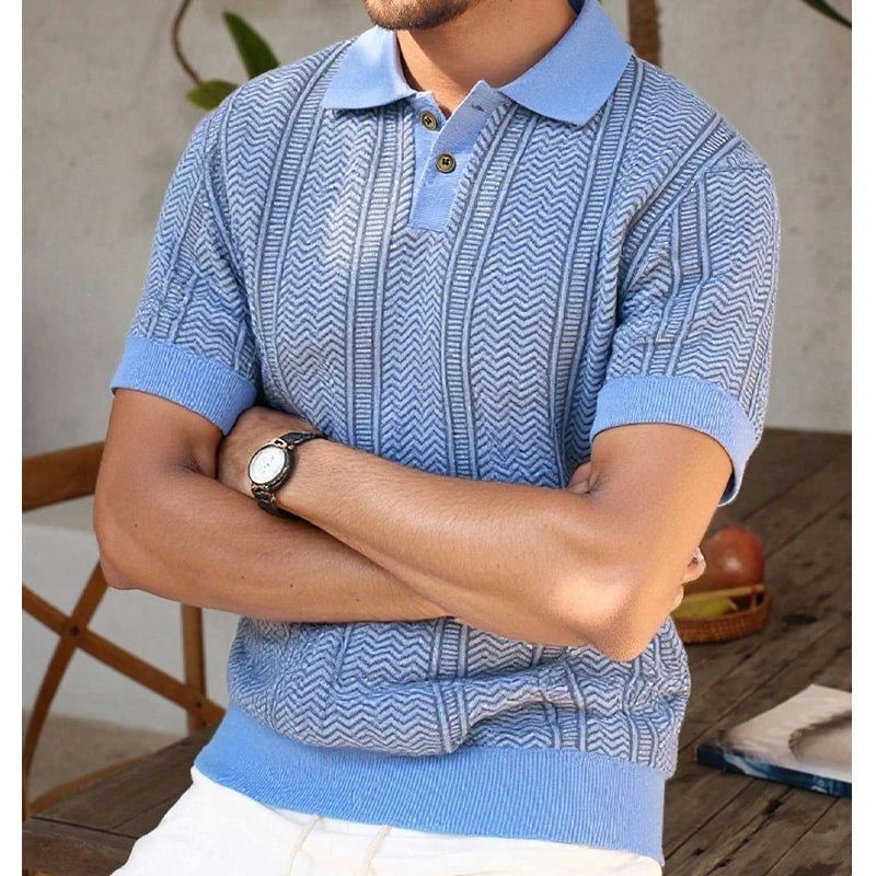 Men's Knit Collared Shirt Short Sleeve