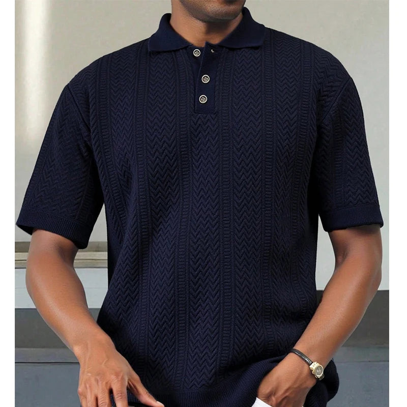 Men's Knit Collared Shirt Short Sleeve