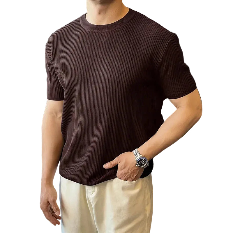 Crew Neck Textured Tee Shirt For Men