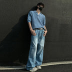 Men's Textured Open Collar Polo