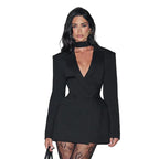 Women's Blazer Mini Dress With Choker Collar