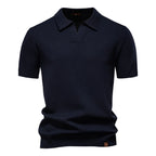 Men's Short Sleeve Collared Polo Shirt with Textured Pattern