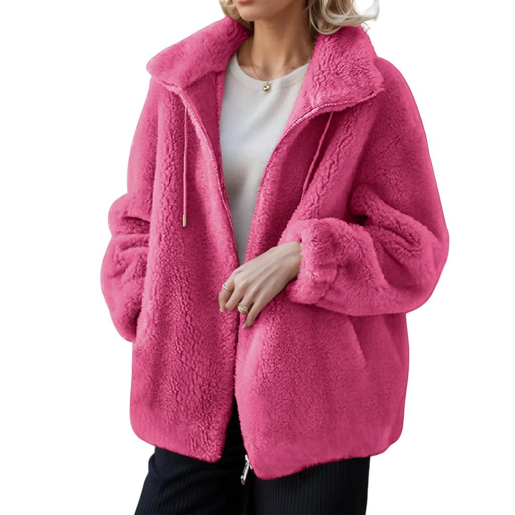 Women's Fleece Jacket – Hooded Full Zip Long Sleeve Warm Winter Coat