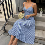 Women's Sleeveless Checkered Long Dress