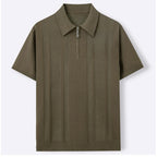 Zip Polo Shirt Men Short Sleeve