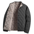 Men's Quilted Jacket – Long Sleeve Zip Front with Stand Collar and Pockets