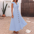 Women's Button Front Flutter Sleeve Dress