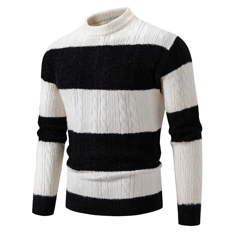 Men's Colour Block Turtleneck Knit Jumper