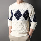 Men's Diamond Pattern Crew Neck Knit Jumper