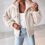Women's Chunky Knit Jacket – Hooded Zip Up Cardigan with Front Pockets