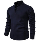 Men's Knitted Quarter Zip Jumper – High Neck Long Sleeve Pullover