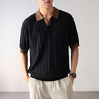 Cable Pattern Short Sleeve Polo Top