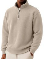Men's Quarter Zip Ribbed Jumper with Collar