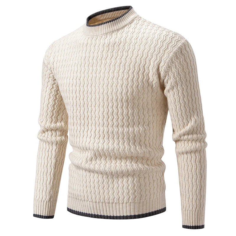 Men's Crewneck Sweater Textured Knit Long Sleeve Pullover