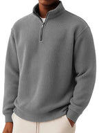 Men's Quarter Zip Ribbed Jumper with Collar