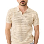 Textured Polo Top With Open Neck