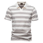 Men's Everyday Short Sleeve Polo Shirt with Striped Pattern