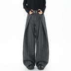 Men's Pleated Wide Leg Pinstripe Full Length Trousers