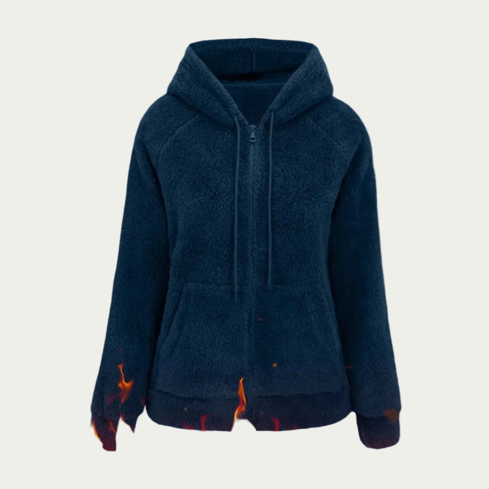 Women's Fleece Hooded Jacket – Full Zip Long Sleeve Winter Hoodie with Front Pockets