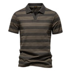 Men's Everyday Short Sleeve Polo Shirt with Striped Pattern