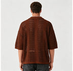 Men's Openwork Knit Polo Shirt