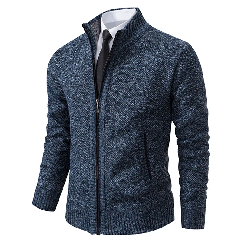 Men's Zip Up Sweater Stand Collar Full Front Jacket