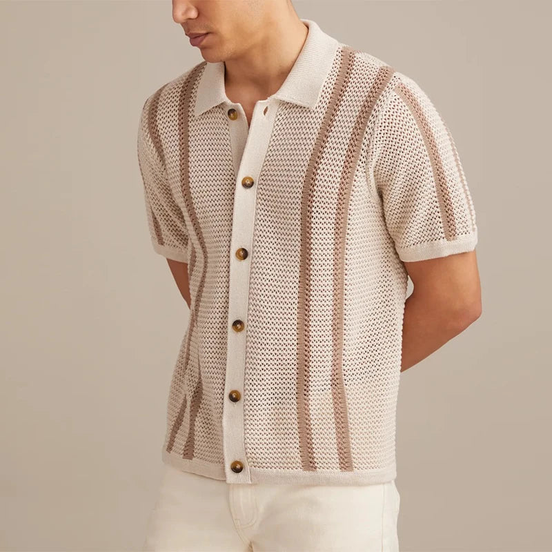 Textured Vertical Stripe Shirt Men