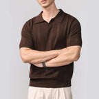 Vertical Pattern Buttonless Polo Top Men