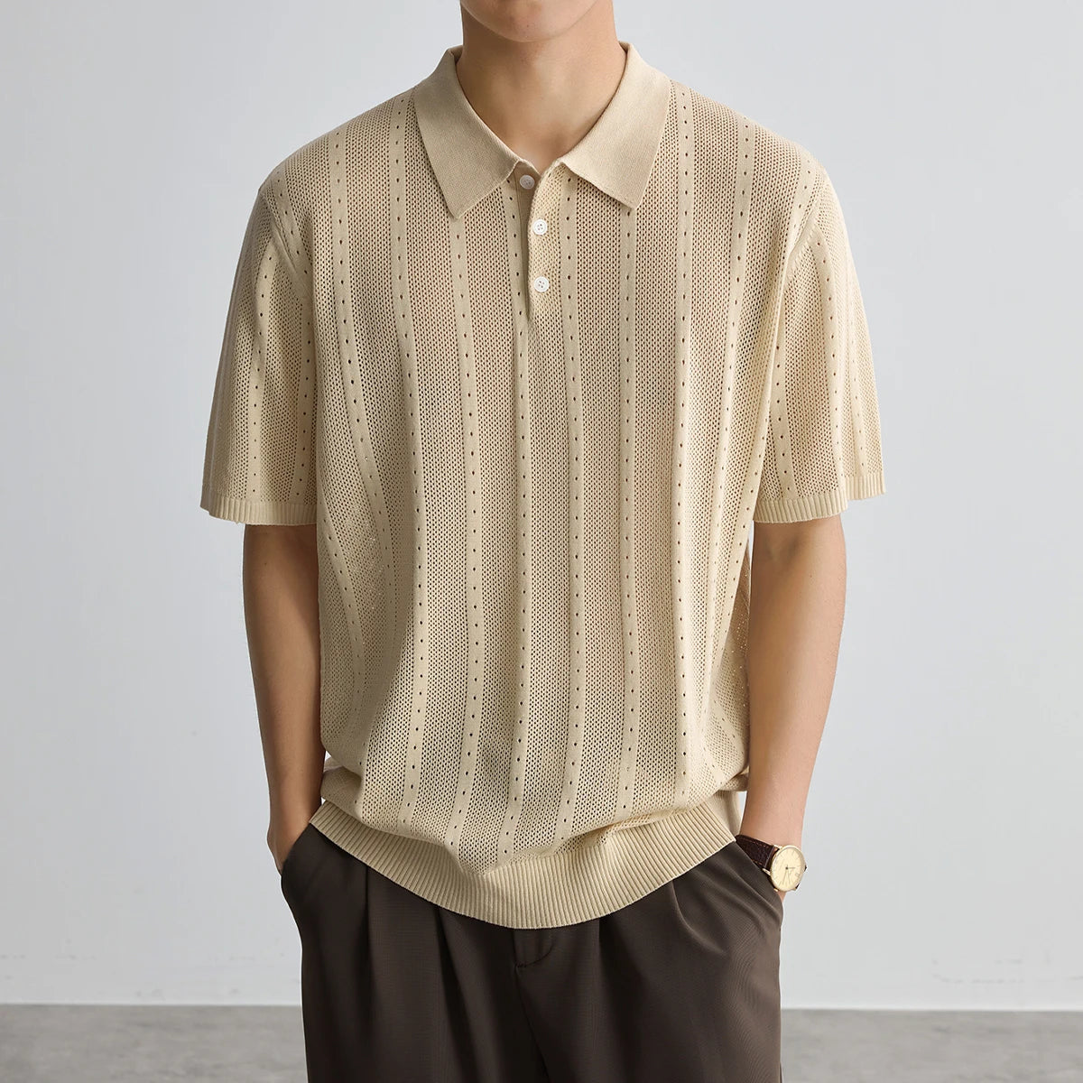 Men's Eyelet Polo Shirt Short Sleeve