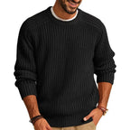 Men's Crew Neck Knit Jumper with Ribbed Hem