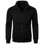 Men's Full Zip Jumper – Long Sleeve Stand Collar Sweater with Ribbed Cuffs