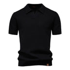 Men's Classic Short Sleeve Polo Shirt with Textured Pattern