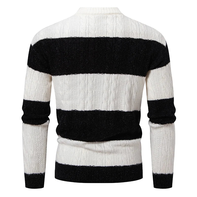 Men's Colour Block Turtleneck Knit Jumper