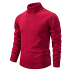 Men's Turtleneck Knit Pullover Sweater Ribbed Cuffs