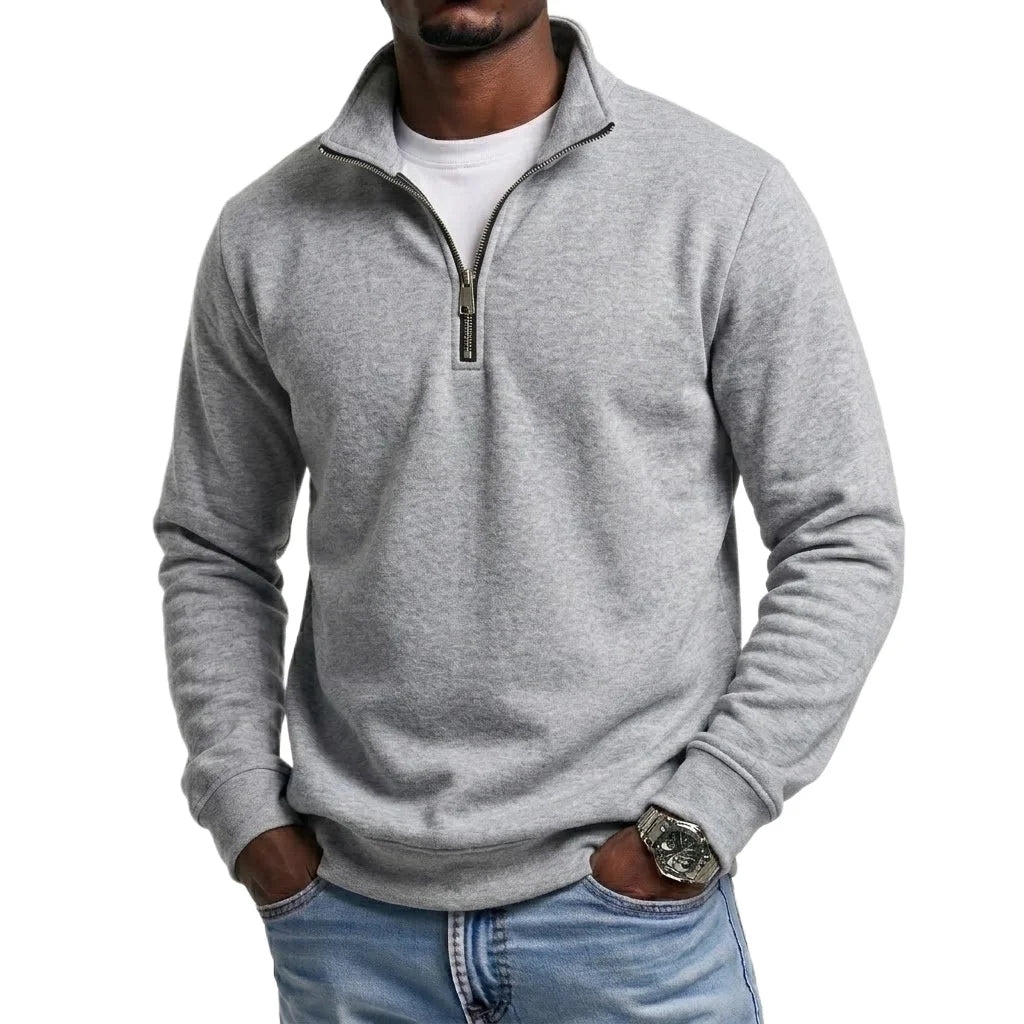 Men's Quarter Zip Stand Collar Knit Jumper
