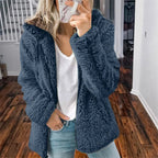Women's Teddy Fleece Jacket – Fluffy Long Sleeve Open Front Winter Coat