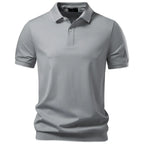 Men's Classic Short Sleeve Polo Shirt with Button Placket and Collar