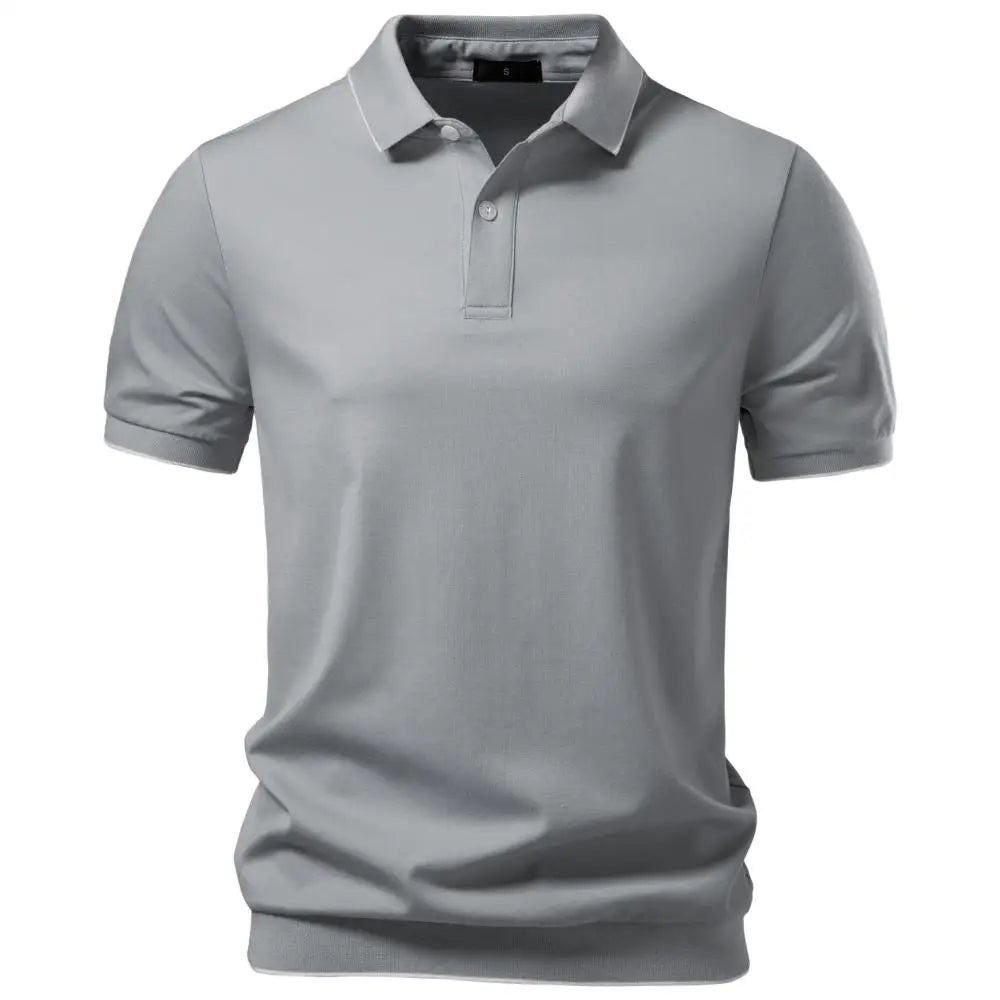 Men's Classic Short Sleeve Polo Shirt with Button Placket and Collar